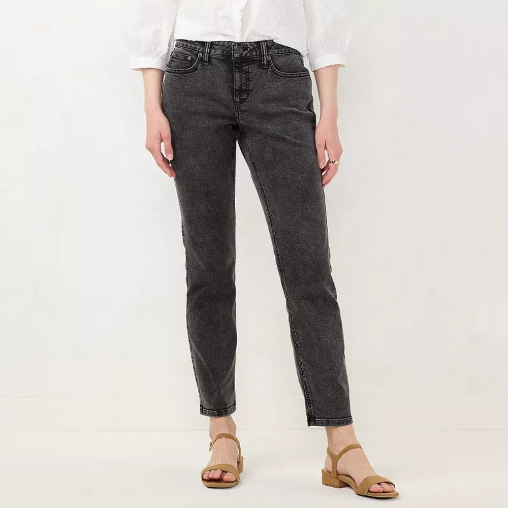 LC Lauren Conrad Feel Good Midrise Slim Boyfriend Jeans, Size: 4T Large, Black